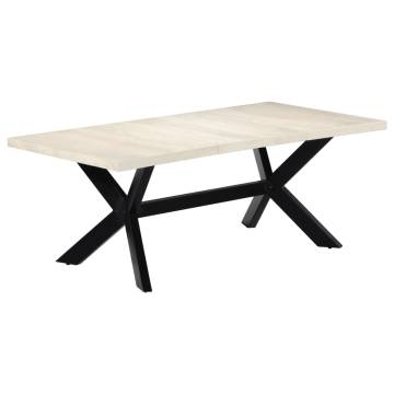 Dining Table White 200x100x75 cm Solid Mango Wood