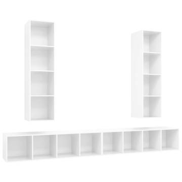 Wall-mounted TV Cabinets 4 pcs High Gloss White Engineered Wood