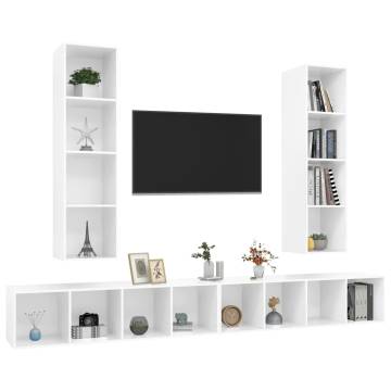 Wall-mounted TV Cabinets 4 pcs High Gloss White Engineered Wood