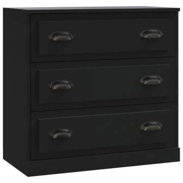 Sideboards 2 pcs Black Engineered Wood