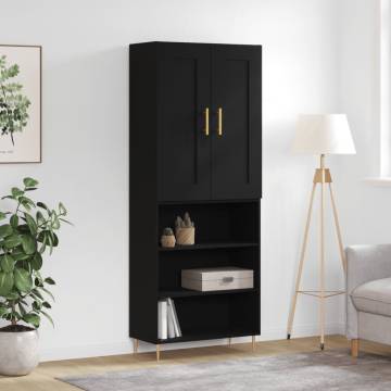 Highboard Black 69.5x34x180 cm Engineered Wood