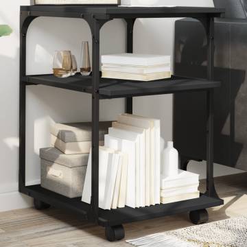 Printer Stand 3-Tier Black 43x48x64 cm Engineered Wood