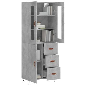 Highboard Concrete Grey 69.5x34x180 cm Engineered Wood