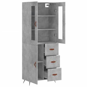 Highboard Concrete Grey 69.5x34x180 cm Engineered Wood