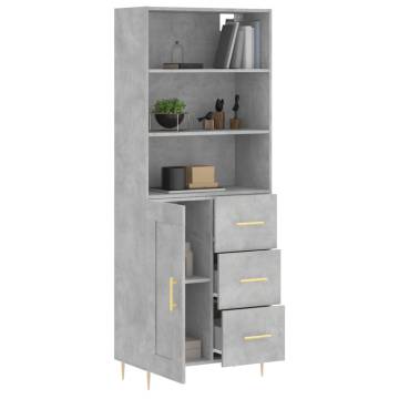 Highboard Concrete Grey 69.5x34x180 cm Engineered Wood