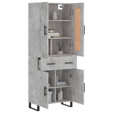 Highboard Concrete Grey 69.5x34x180 cm Engineered Wood