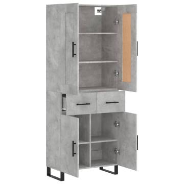 Highboard Concrete Grey 69.5x34x180 cm Engineered Wood