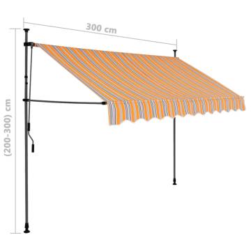 Manual Retractable Awning with LED 300 cm Yellow and Blue