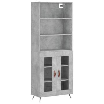 Highboard Concrete Grey 69.5x34x180 cm Engineered Wood