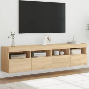 TV Wall Cabinets with LED Lights 2 pcs Sonoma Oak 80x30x40 cm