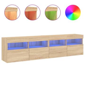 TV Wall Cabinets with LED Lights 2 pcs Sonoma Oak 80x30x40 cm