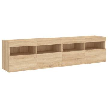 TV Wall Cabinets with LED Lights 2 pcs Sonoma Oak 80x30x40 cm