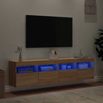 TV Wall Cabinets with LED Lights 2 pcs Sonoma Oak 80x30x40 cm