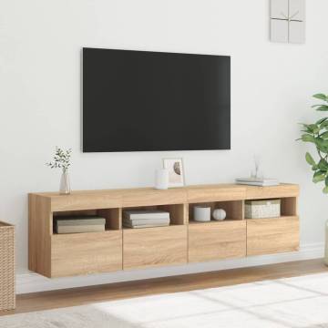 TV Wall Cabinets with LED Lights 2 pcs Sonoma Oak 80x30x40 cm