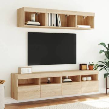 TV Wall Cabinets with LED Lights 2 pcs Sonoma Oak 80x30x40 cm