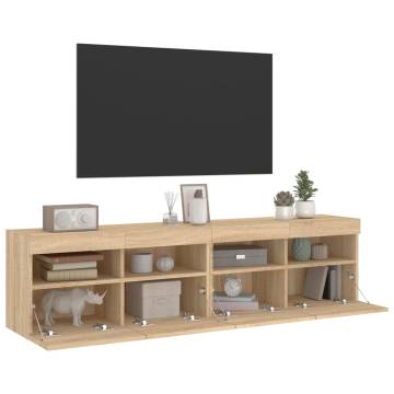 TV Wall Cabinets with LED Lights 2 pcs Sonoma Oak 80x30x40 cm