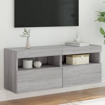 TV Wall Cabinet with LED Lights Grey Sonoma 100x30x40 cm