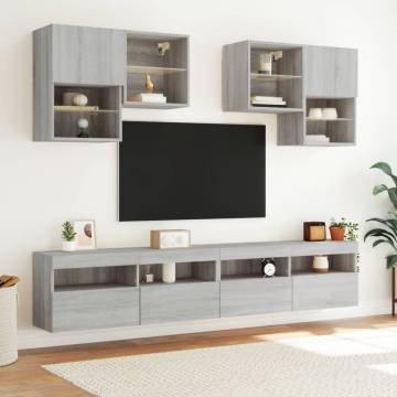 TV Wall Cabinet with LED Lights Grey Sonoma 100x30x40 cm