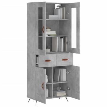 Highboard Concrete Grey 69.5x34x180 cm Engineered Wood