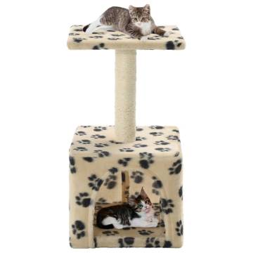 Cat Tree with Sisal Scratching Post 55 cm Beige Paw Print