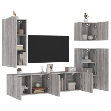 5 Piece TV Wall Units Grey Sonoma Engineered Wood