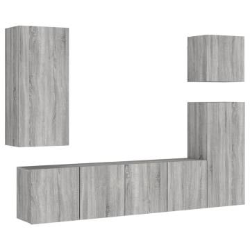 5 Piece TV Wall Units Grey Sonoma Engineered Wood