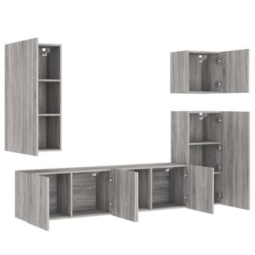 5 Piece TV Wall Units Grey Sonoma Engineered Wood