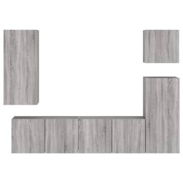 5 Piece TV Wall Units Grey Sonoma Engineered Wood