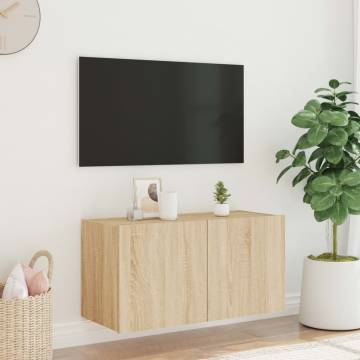 TV Wall Cabinet with LED Lights Sonoma Oak 80x35x41 cm