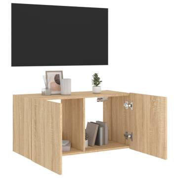 TV Wall Cabinet with LED Lights Sonoma Oak 80x35x41 cm