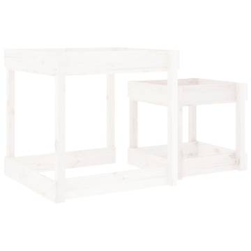 Sand Tables 2 pcs White Solid Wood Pine