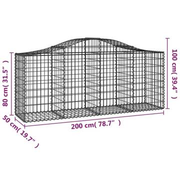 Arched Gabion Baskets 10 pcs 200x50x80/100 cm Galvanised Iron