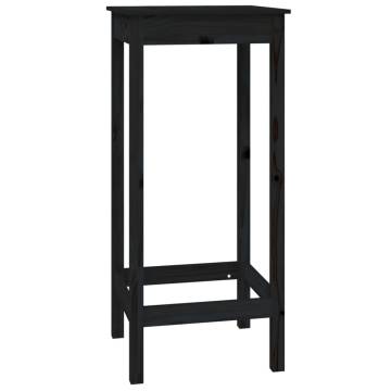 Bar Table Black 50x50x110 cm Solid Wood Pine