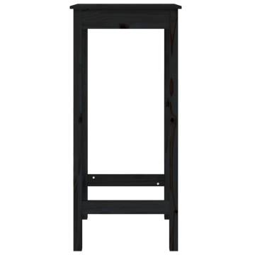 Bar Table Black 50x50x110 cm Solid Wood Pine