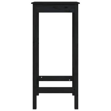 Bar Table Black 50x50x110 cm Solid Wood Pine