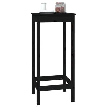 Bar Table Black 50x50x110 cm Solid Wood Pine