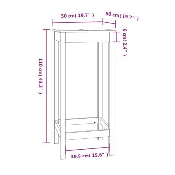 Bar Table Black 50x50x110 cm Solid Wood Pine