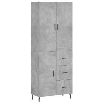 Highboard Concrete Grey 69.5x34x180 cm Engineered Wood