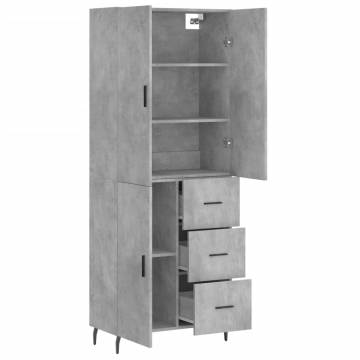 Highboard Concrete Grey 69.5x34x180 cm Engineered Wood