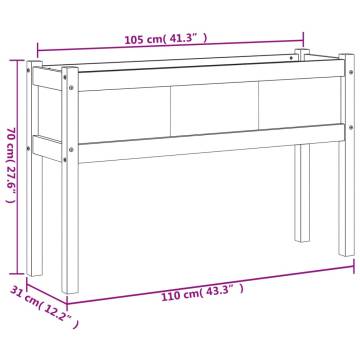 Garden Planters 2 pcs with Legs White Solid Wood Pine