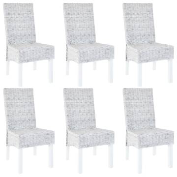 Dining Chairs 6 pcs Light Brown Kubu Rattan and Mango Wood