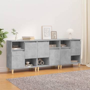 Sideboards 3 pcs Concrete Grey 60x35x70 cm Engineered Wood