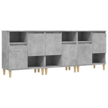 Sideboards 3 pcs Concrete Grey 60x35x70 cm Engineered Wood