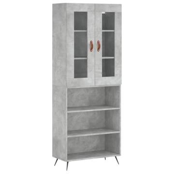 Highboard Concrete Grey 69.5x34x180 cm Engineered Wood