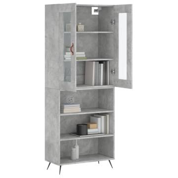 Highboard Concrete Grey 69.5x34x180 cm Engineered Wood