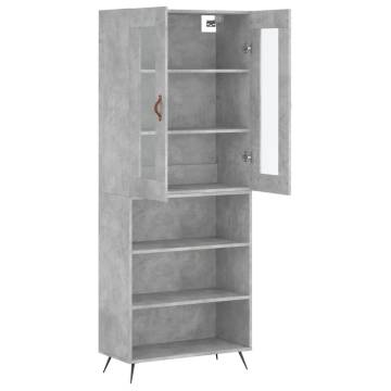 Highboard Concrete Grey 69.5x34x180 cm Engineered Wood