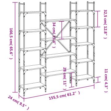 Bookshelf Grey Sonoma 155.5x24x166.5 cm Engineered Wood