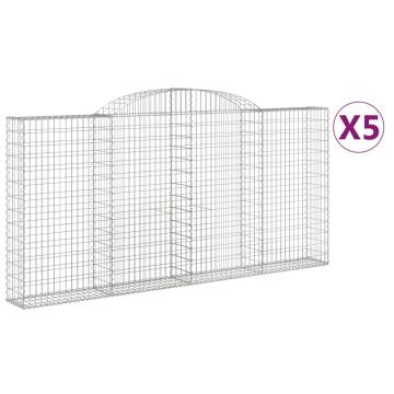 Arched Gabion Baskets 5 pcs 300x30x140/160 cm Galvanised Iron