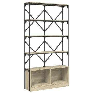 Bookcase Sonoma Oak 100x26x180 cm Engineered Wood and Metal