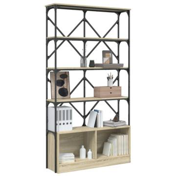 Bookcase Sonoma Oak 100x26x180 cm Engineered Wood and Metal